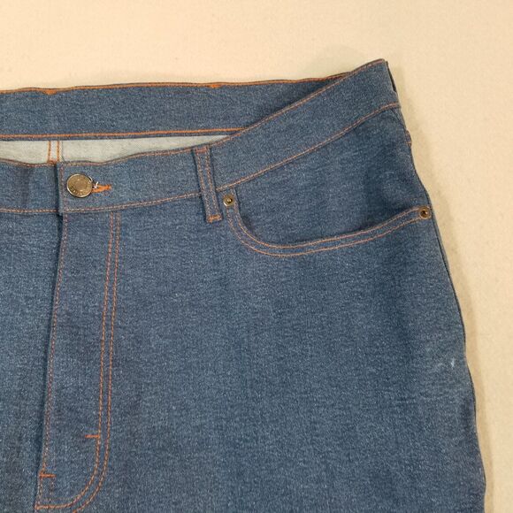 MTailor Jeans men's 44x29 relaxed straight custom-made blue stretch denim pants - Picture 4 of 12